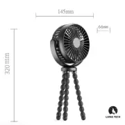Rechargeable Portable Baby Stroller Fan, Camping Fan, 5200mAh Battery, Mountable