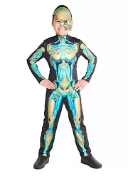 Robot Skeleton Costume Jumpsuit & Mask Costume Large Hyde And Eek Blue Gold