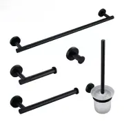 Matte Black Bathroom Accessories Towel Bar Bath Robe Hook Brass Knurled Bathroom