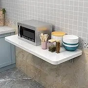 Exquisite White Wall Mounted Folding Workbench for Home Office Laundry Room Garage Basement Study or Kitchen Collapsible Fold Down Table with Brackets Wall Folding Desk Table Chasing The Dawn