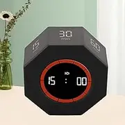 Pomodoro Timer, Hexagon Flip Timer, Desk Productivity Cube Clock with 1 3 5 15 30 60 90 Minute Presets, Time Management for Classroom Cooking Studying Working (Black)