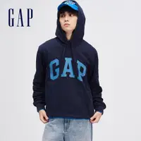 在飛比找蝦皮商城優惠-Gap 男女同款 Logo帽T 碳素軟磨法式圈織系列-海軍藍