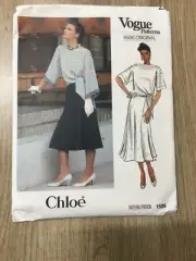 1985 Vogue Paris Original CHLOE Dress Pattern 1526, Size 10