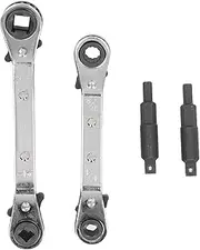 HVAC Service Wrench Ratcheting Stainless Steel Tool for Refrigeration, High Hardness with 3/8 to 1/4in and 5/16 to 1/4in Ends
