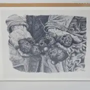 Signed Morgan Truffles VTG '97 Black & White Sketch Drawing Art Print Unframed