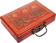 TINEASUR Multi-use Set Box Mahjong Container for Boys and Girls Wooden Storage Holder