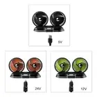 USB 5V 12V 24V Double for Head Car Fan with 2USB Ports 360° Auto Fan for Sedan T
