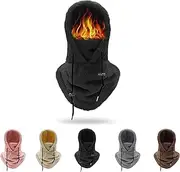 Sherpa Hood Ski Mask，Warm Face Cover for Skiing Riding，Balaclava Wind-Resistant Winter Face Mask (Black,OneSize)