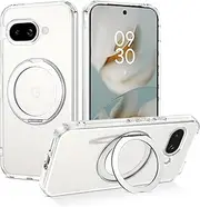 [BENTOBEN] for Google Pixel 9a Case, Magnetic Ring Holder Slim Shockproof Cases Compatible with MagSafe, 360° Rotatable Stand Full-Body Protective Phone Cover for Google Pixel 9a 6.3 Inch (2025), Clear
