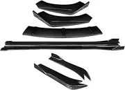 Car Front Bumper Splitters Lip Body Kit Spoiler Side Skirts Extensions Rear Wrap Angle Shark Fins ABS Compatible for Audi A5 2017 2019 2022(Two-Door Carbon Look)