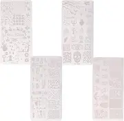 Mikinona 4pcs Halloween Nail Art Templates Stamping Plates for Nails Steel Diy Manicure Tools