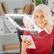 BPREINECO Magnifying Glass with Light Hands Free, Large Magnifying Glass for Reading with 50 LEDs Full Page Magnifier for Reading Horizontal & Vertical Lens Flexible Gooseneck Rechargeable for Seniors