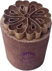 Asian Printing Block Brass Flower Shapes Wood Pottery Stamp