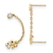 Madi K Kid's Earrings 14k Yellow Gold CZ Double Post with Chain Flower