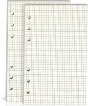 2 Packs A6 Grid Refill Paper, A6 Graph Rule Paper/Quad Rule Filler Paper, 6-Hole Punched, Loose-Leaf Paper for 6-Ring Binders,80 Sheets (160 Pages),6.69 x 4.13 Inch,Beige