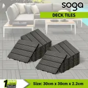SOGA 2X 11 pcs DIY Wooden Composite Decking Tiles Garden Outdoor Grey