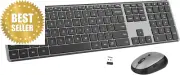 Wireless Keyboard & Mouse - Silent, Rechargeable, Slim, 2.4GHz, Full Size, PC