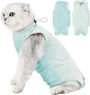 pangdi Cat Recovery Suit, Cat Surgery Recovery Suit Female, Cat Onesie for Male, Spay Suit for Female Cat in Summer, Light Green, M