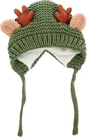 [WRITWAA] Christmas Antler Hat Warm Hat Hat Xmas Hats Beanies for Babies Windproof Snow Hats Cap Bonnet Women Hat Knitted Beanie Hat Knitting Wool Red