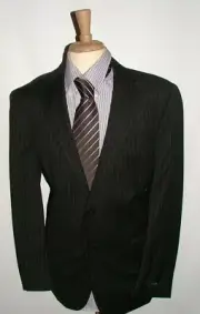 NEW WT HICKEY BY HICKEY FREEMAN BLAZER SIZE 44 L 100% WOOL CHARCOAL STRIPED #280