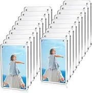 Byttlerom 18 Pcs Acrylic Fridge Magnetic Frame Photo Frame Mini Double Sided Refrigerator Magnet Picture Frame Clear Frameless Display Frame