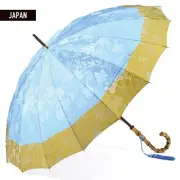 MAEHARA KOEI SHOTEN Fiore Long Umbrella Rain Light Blue Plant Pattern Japan New