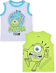 [Disney] Monsters Inc. 2 Pack Sleeveless Shirt Set for Boys, Undershirt for Kids