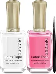 DRMODE Liquid Latex for Nails 30ML Fast Drying Cuticle Guard Latex Tape Peel Off for Nails Painting, Stamping Skin Protectors Barrier for Nail Art with Bonus Tweezers for Various Nail Art