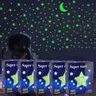 200 pcs Pack Glow In The Dark 3D Stars Moon Stickers Bedroom Wall Room Decor DIY