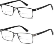 Bifocal Reading Glasses Men Blue Light Computer Readers Clear Top Designer Me...