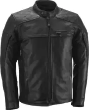 HIGHWAY 21 Gasser Leather Motorcycle Jacket, Black, Small