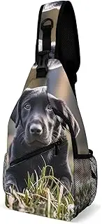 [RTSEBVN] Sling Backpack Fashion Chest Bag Creative Black Labrador Puppy Printing Crossbody Backpacks for Men Women, style, 38x20cm, Full Printed Chest Bag