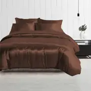 Super King Size Silky Feel Quilt Cover Set-Chocolate