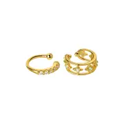 ANYCO Fashion Earrings Luxury Gold Pave Zircon Hollow Star Ear Clip for Women RealSterling Silver Non-pierced Ear Bone Clip Earring Jewelry