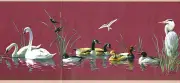 * BEAUTIFUL SWANS WOOD DUCKS CANADA GEESE CATTAILS COUNTRY Wallpaper Wall bordeR