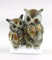 9942040 Wagner & Apel Vogel-Paar Owls Porcelain Figurine H17cm
