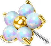 [Jewseen] 14K Gold Threadless Top Flower Flat Back Stud Top 16g 18g 20g Cartilage Earrings Nose Lip Piercing Jewelry for Women Men (Only Top)