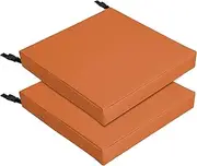 24x24x4 in 2 Pack Waterproof Outdoor Chair Cushion Non-Slip Patio Garden Couch Seat Cushion Covers with Zipper and Adjustable Straps Orange