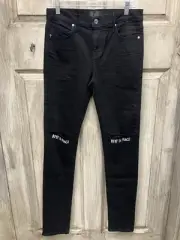 RTA Bryant Skinny Jeans RIP Print NWT | Size 30 | Black