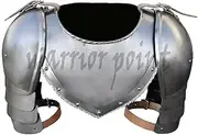 WARRIORPOINT Medieval Iron Gorget Spaulders Arm Shoulder Set Viking Crusader Pauldrons Armor