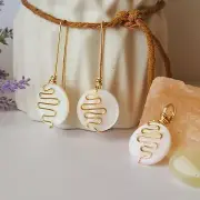 Handmade Wire Wrapped Natural Shell Earrings and Pendant Boho Chic, Minimalist