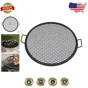 Portable 24" Round Fire Pit BBQ Grate - Ideal for Camping & Backyard Cookouts