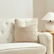 Square Beige Boucle With Microgel Feather-Like Insert Pillow