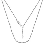 10k White Gold Adjustable Rope Link Chain Necklace, 1.0mm, 22"