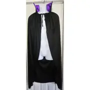 47 Adult Black Deluxe Vampire Cape Halloween Costume Purple Collar Dracula NEW