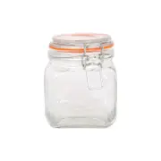 Argon Tableware Square Glass Jar with Clip-Top Lid - 760ml