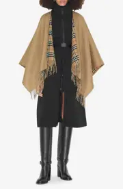 burberry Vintage Check Wool Cape in Archive Beige at Nordstrom One Size