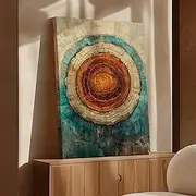 Petrified Wood Art Print Abstract Tree Ring Red Blue Geode Wall Art Natural Earth Texture Rustic Modern Decor