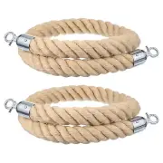 2Pcs 4ft x 1.5 Inch Crowd Control Jute Stanchion Rope with Snap Hooks