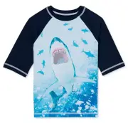 Wonder Nation Boys'SIZE XL 14-16 Short Sleeve RashGuard Swim Shirt with UPF 50+
